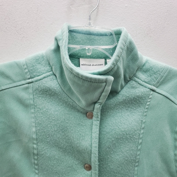 VTG Vest Rare Mint Green Pastel Shade Snap Down Sweatshirt w/ Pockets! Size 12 - Picture 3 of 13
